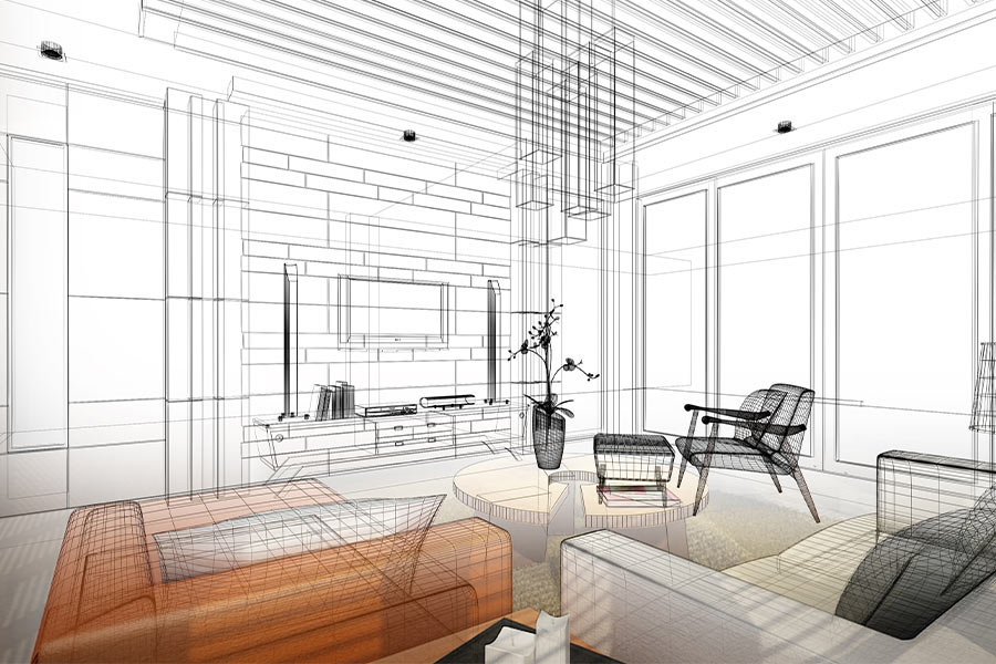 3d concept drawing room interior lakeport ca